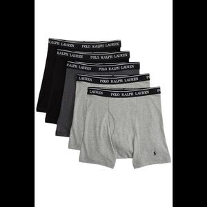 Polo Ralph Lauren Men's 5-Pack Boxer Brief AndoverHthr/MadisonHthr/Blk